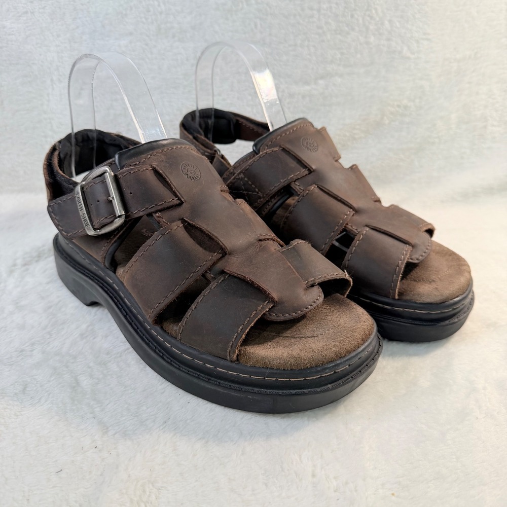 Earth Shoe Fisherman Sandals Brown Vintage Leather Suede Insole Chunky Lug Men 9